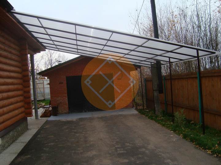 навес к дому с односкатной крышей